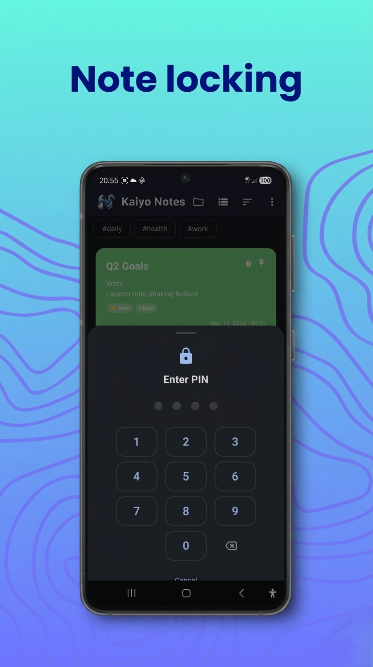 Kaiyo Notes Android app archive and 30-day note recovery